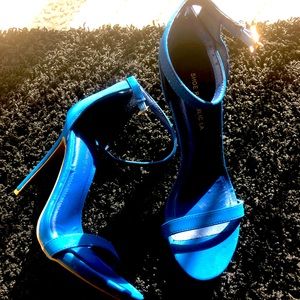 Royal blue high heeled sandals
